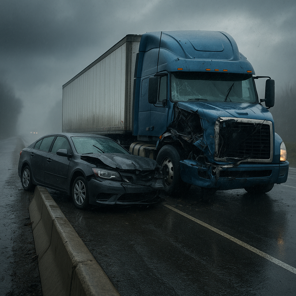 truck accident in hazardous road conditions.