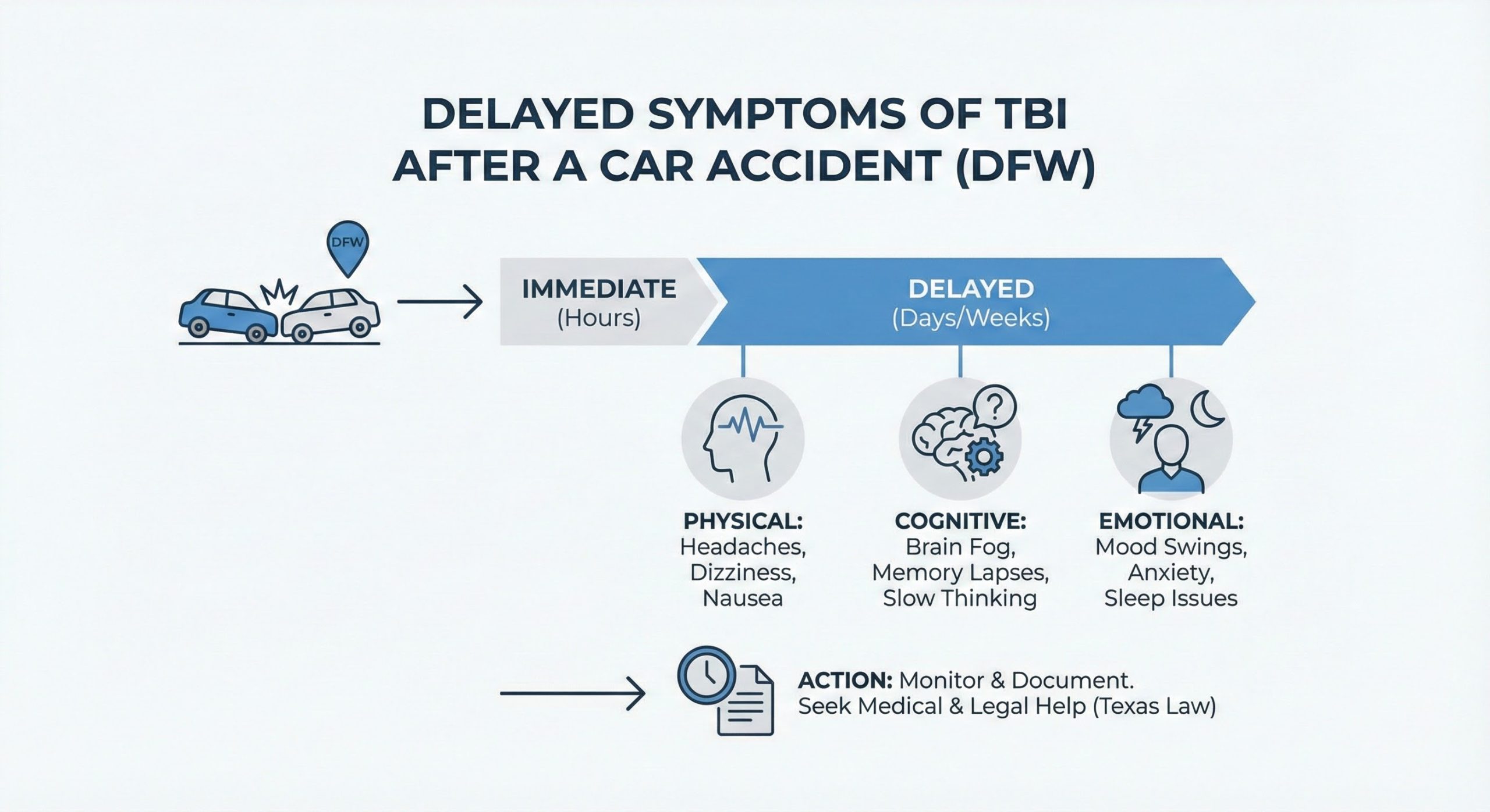 Delayed Symptoms of Traumatic Brain Injury After a Car Accident in Dallas-Fort Worth